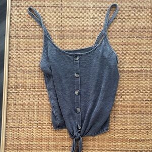 American Eagle Outfitters Navy Button-Front Tie-Hem Camisole